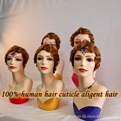 Hair Short Lace Human Hair Wigs For Women Brazilian Finger Wave Wig Remy Human Hair Pixie Cut Lace Wigs